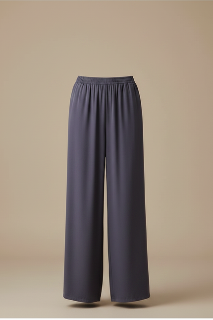 Pantalon Chinois Fluide Ample Gris Élégant Femme - Viscose - vue 3