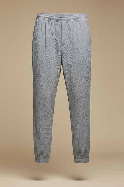 Pantalon Chinois Gris Décontracté Fluide Homme Lin Coton - vue 3