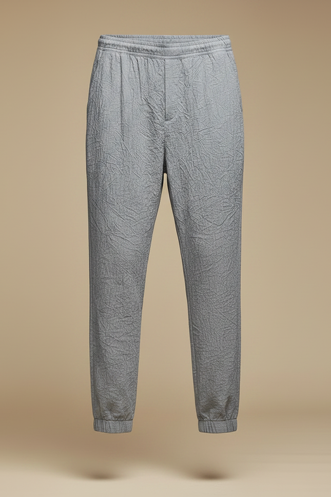 Pantalon Chinois Gris Décontracté Fluide Homme Lin Coton - vue 3