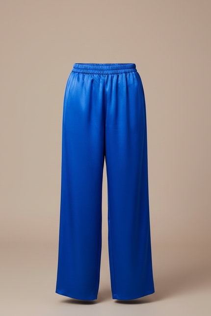 Pantalon Chinois Bleu Royal Satiné Ample Enfant - vue 3