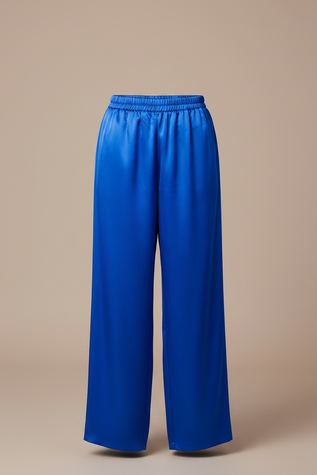 Pantalon Chinois Bleu Royal Satiné Ample Enfant - vue 3