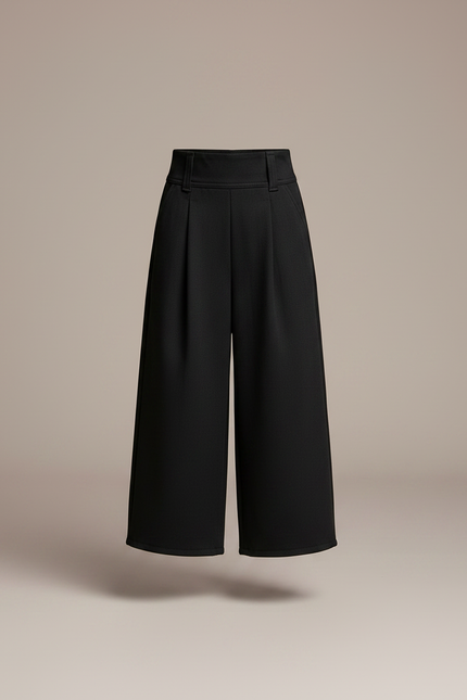 Pantalon Chinois Noir Ample Plissé Décoratif Enfant - Gabardine - vue 3