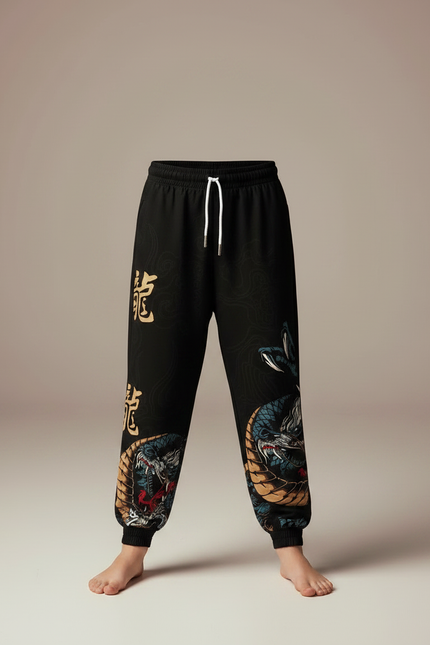 Pantalon Chinois Noir Dragon Streetwear Garçon - Molleton - vue 3