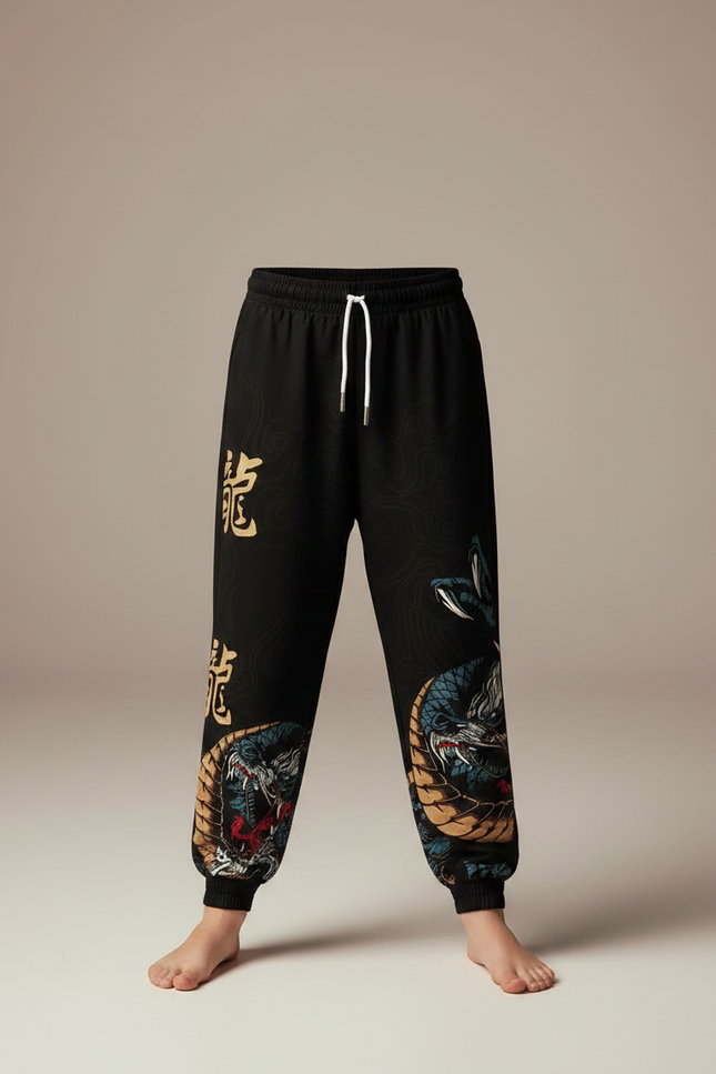 Pantalon Chinois Noir Dragon Streetwear Garçon - Molleton - vue 3