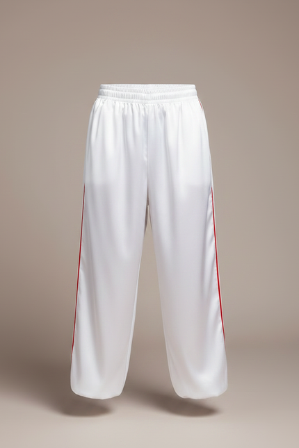 Pantalon Chinois Garçon Blanc Ample - Satin - vue 3