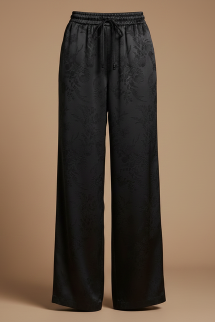 Pantalon Chinois Femme Noir Ample - Satin - vue 3