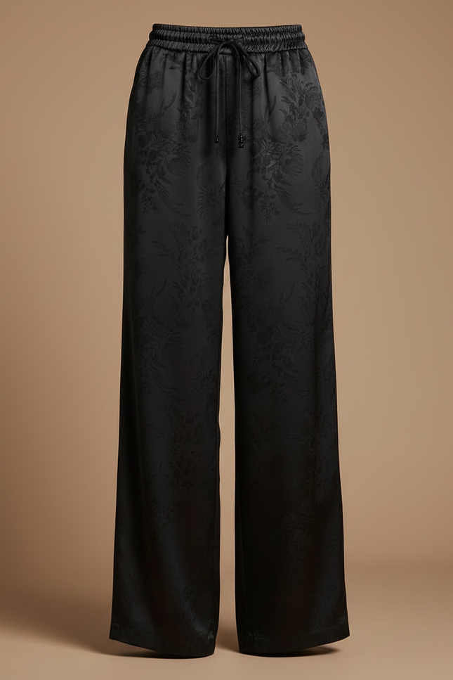 Pantalon Chinois Femme Noir Ample - Satin - vue 3