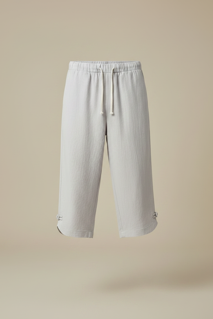 Pantalon Chinois Gris Clair Lin Coton Décontracté Ample - vue 3