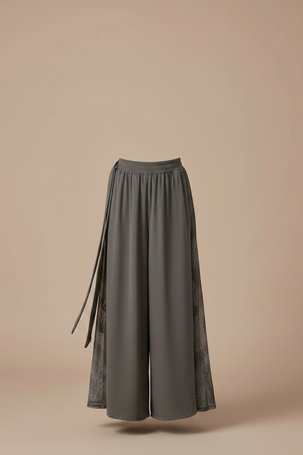 Pantalon Chinois Gris Fluide Ample Imprimé Fille - Polyester - vue 3