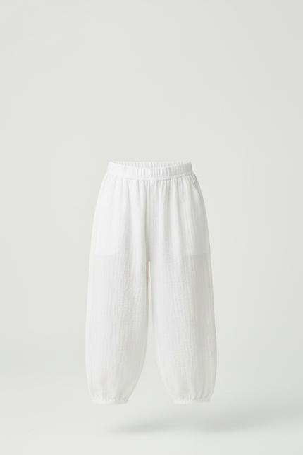 Pantalon Chinois Ample Blanc Coton Lin Garçon - vue 3