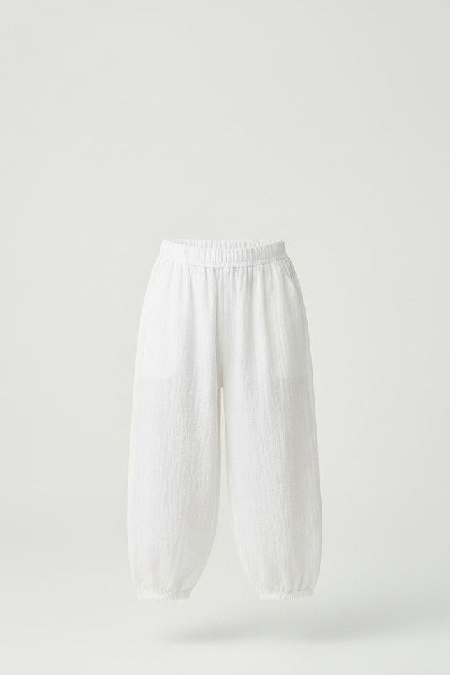 Pantalon Chinois Ample Blanc Coton Lin Garçon - vue 3