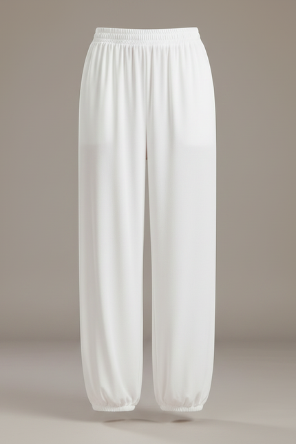 Pantalon Chinois Blanc Ample Fluide Sport Doux Femme - Viscose - vue 3
