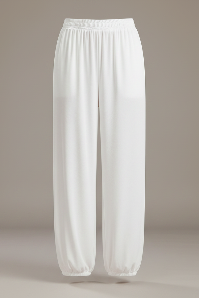 Pantalon Chinois Blanc Ample Fluide Sport Doux Femme - Viscose - vue 3