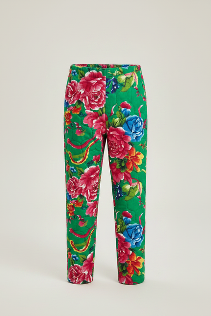 Pantalon Chinois Vert Floral Matelassé Enfant - Polyester - vue 3