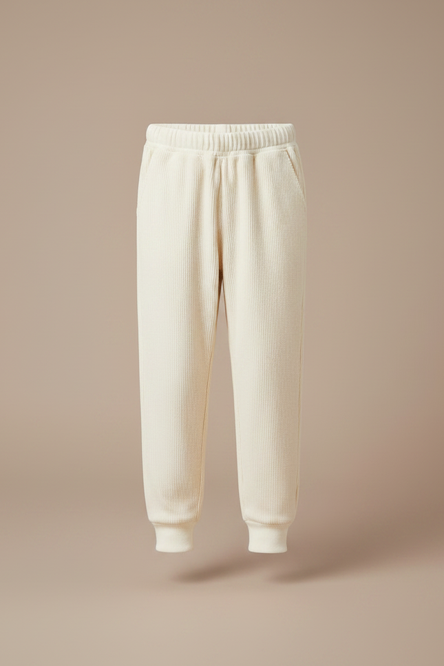 Pantalon Chinois Crème Côtelé Confortable Décontracté Enfant - Beige Cordé - vue 3