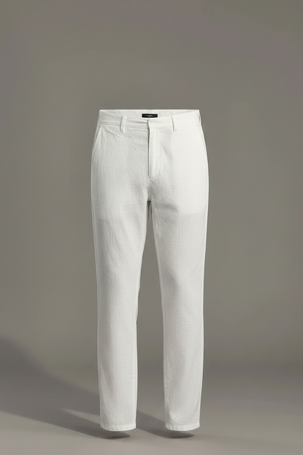 Pantalon Chinois Blanc Lin Droit Décontracté Homme - vue 3