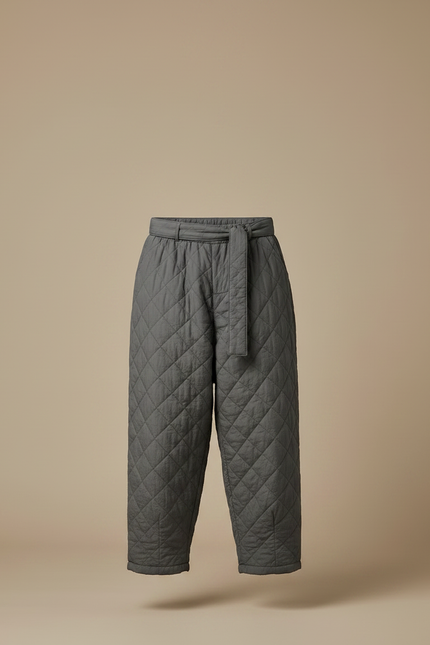 Pantalon Chinois Matelassé Large Gris Hiver Cordon - Polyester - vue 3