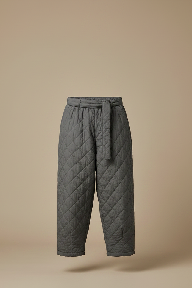 Pantalon Chinois Matelassé Large Gris Hiver Cordon - Polyester - vue 3