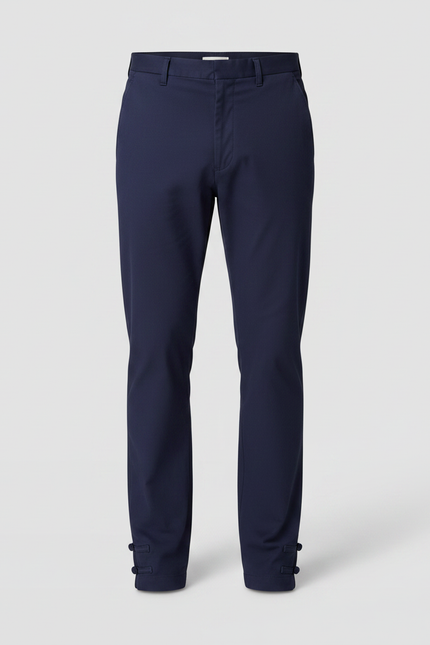 Pantalon Chinois Bleu Marine Coton Ample Confortable Homme - vue 3