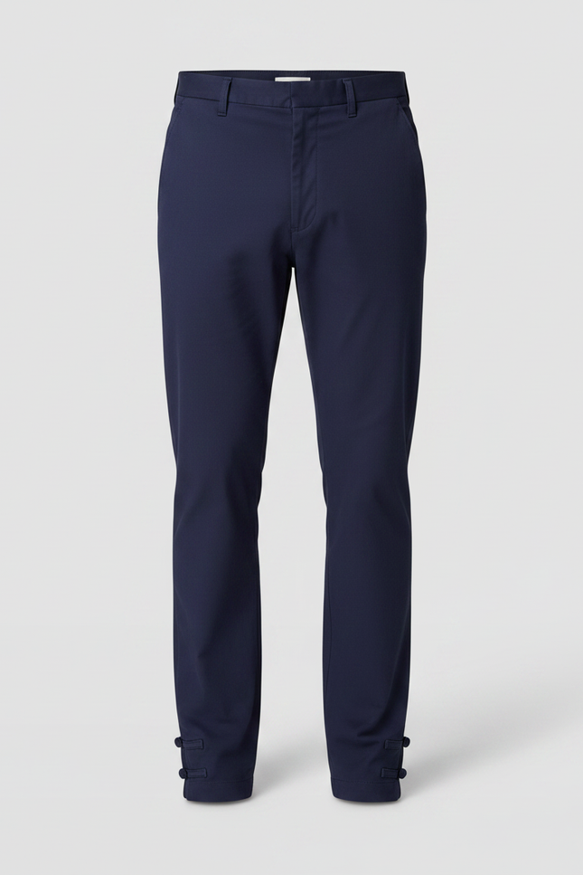 Pantalon Chinois Bleu Marine Coton Ample Confortable Homme - vue 3