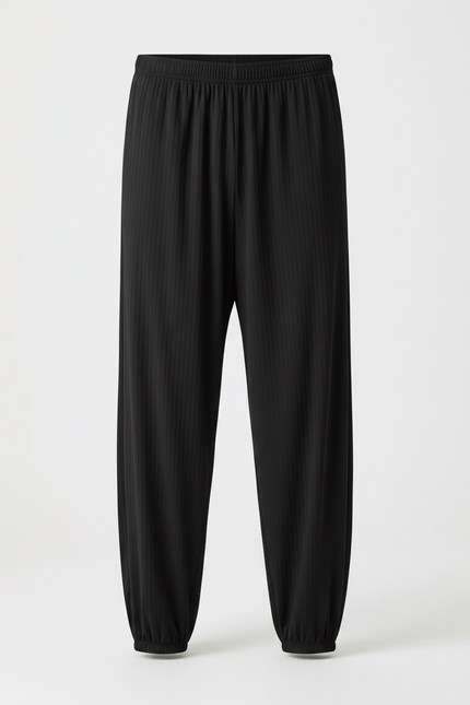 Pantalon Chinois Noir Ample Plissé Confortable Homme - Viscose - vue 3