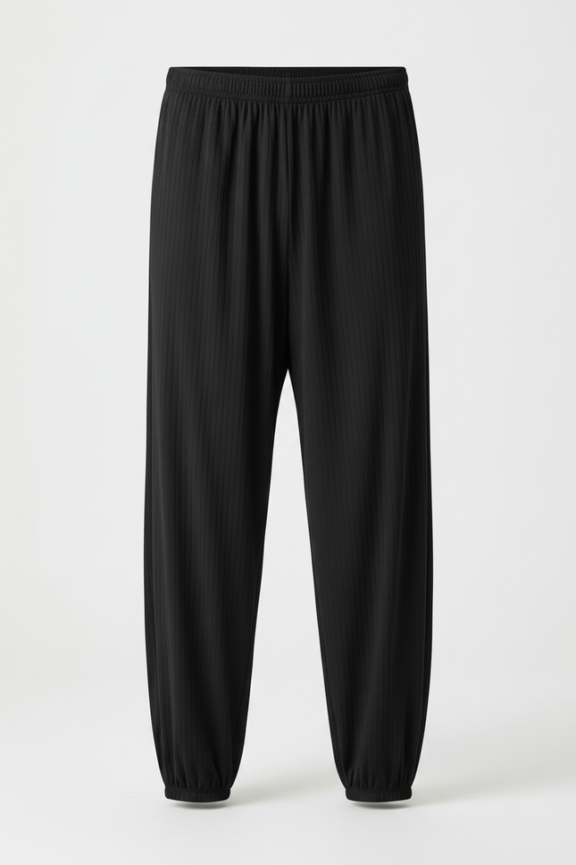 Pantalon Chinois Noir Ample Plissé Confortable Homme - Viscose - vue 3