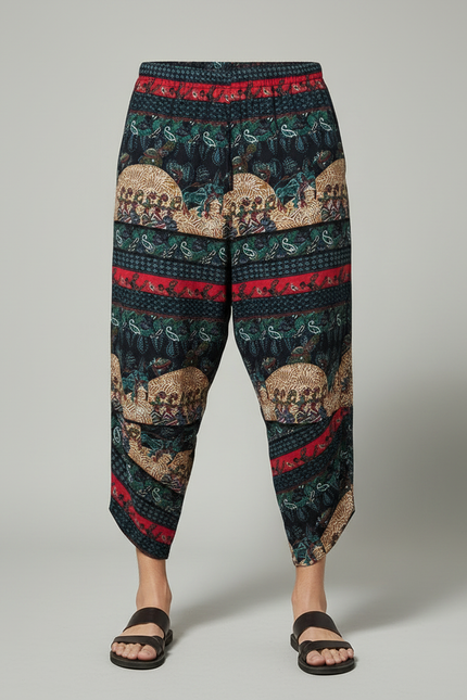 Pantalon Chinois Harem Imprimé Ethnique Coton Ample - vue 3