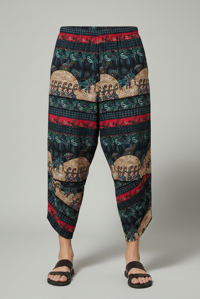 Pantalon Chinois Harem Imprimé Ethnique Coton Ample - vue 3