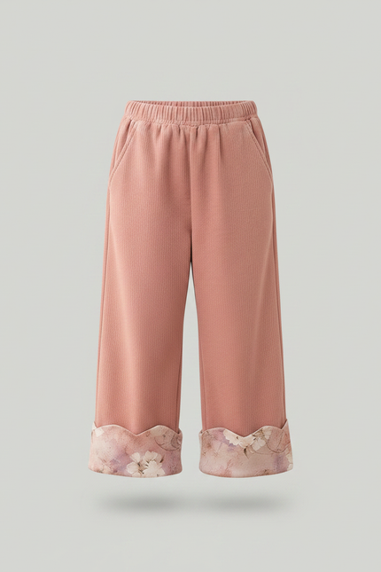 Pantalon Chinois Rose Côtelé Ample Floral Enfant - Cordé - vue 3