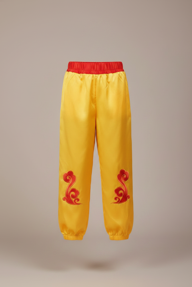 Pantalon Chinois Jaune Satiné Fluide Brodé Enfant - vue 3