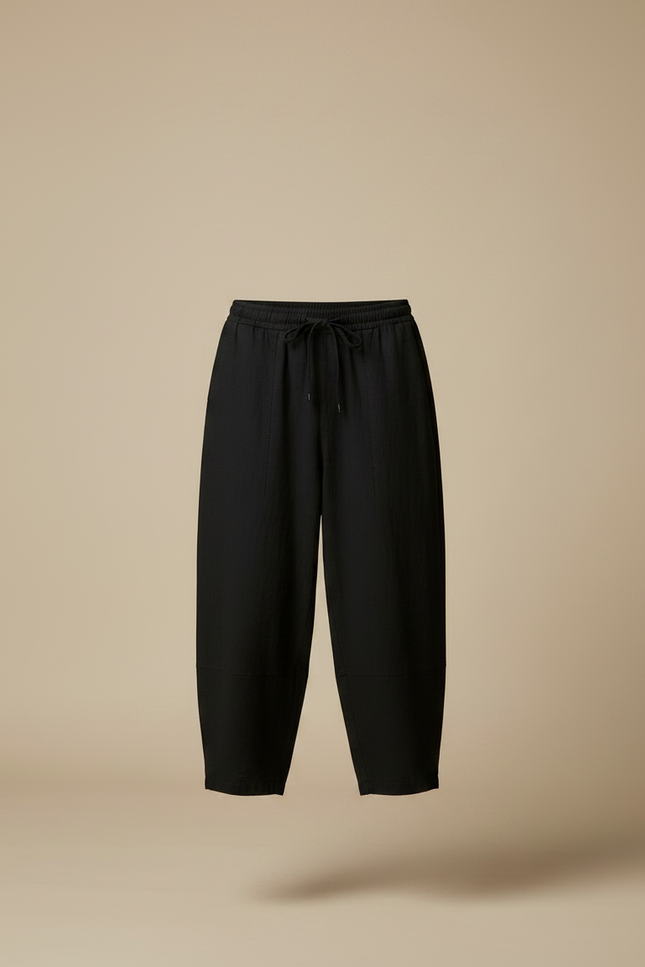 Pantalon Chinois Homme Noir Ample Lin - vue 3