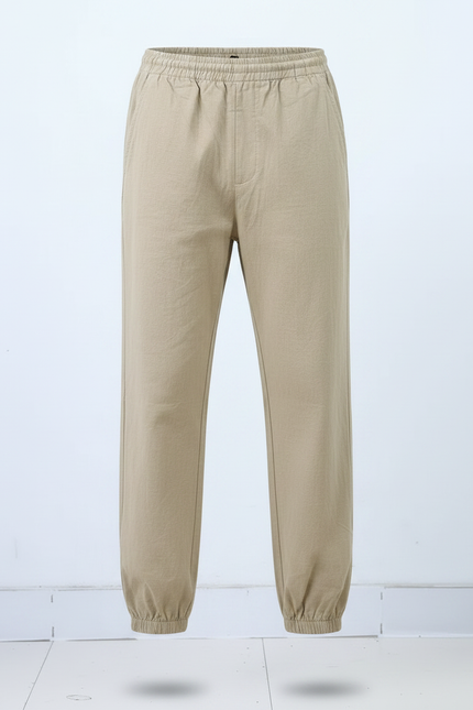 Pantalon Chinois Kaki Ample Coton Lin Sport Décontracté - vue 3