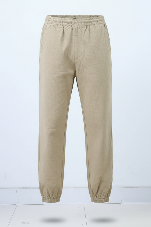 Pantalon Chinois Kaki Ample Coton Lin Sport Décontracté - vue 3