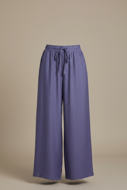 Pantalon Chinois Violet Ample Lin Fluide Femme - vue 3