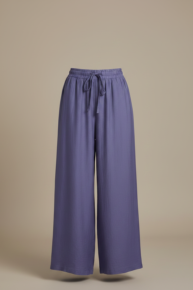 Pantalon Chinois Violet Ample Lin Fluide Femme - vue 3