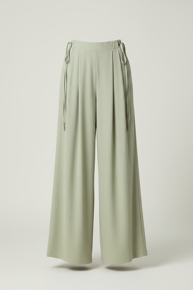 Pantalon Chinois Vert Ample Fluide Élégant Femme - Viscose - vue 3