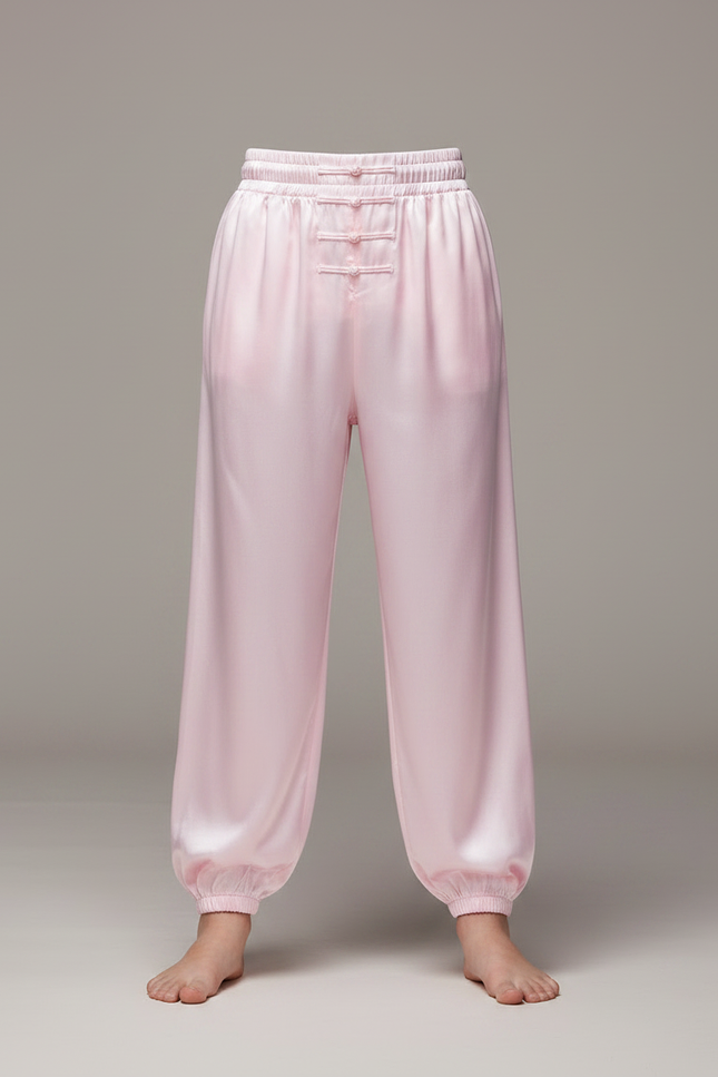 Pantalon Chinois Rose Satin Fluide Ample Enfant - vue 3