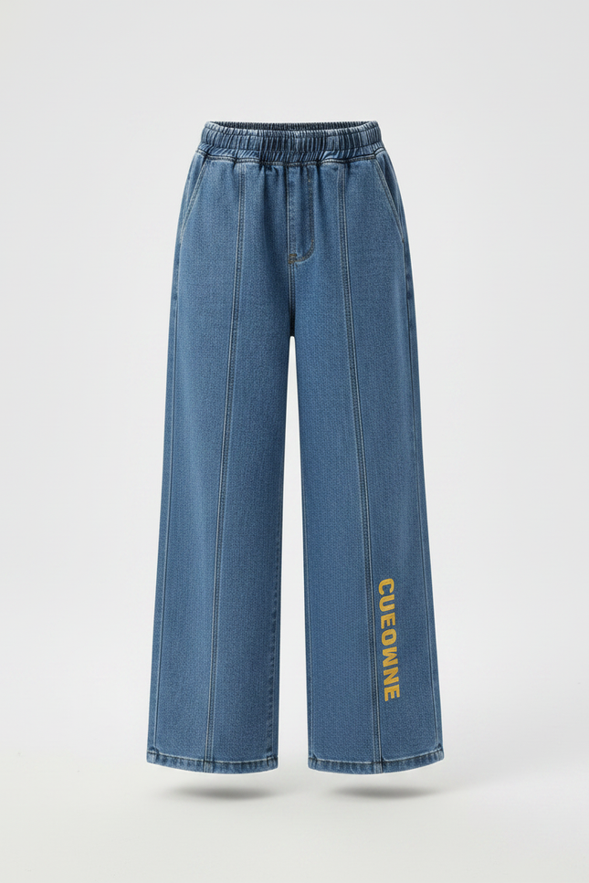 Pantalon Chinois Jean Large Enfant Décontracté Bleu - vue 3