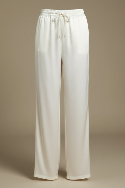 Pantalon Chinois Blanc Satin Fluide Élégant - vue 3