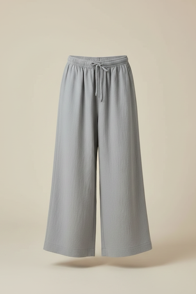 Pantalon Chinois Gris Clair Lin Ample Confortable Enfant - vue 3