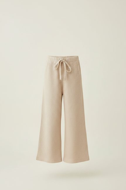 Pantalon Chinois Côtelé Beige Ample Enfant Décontracté - Maille - vue 3