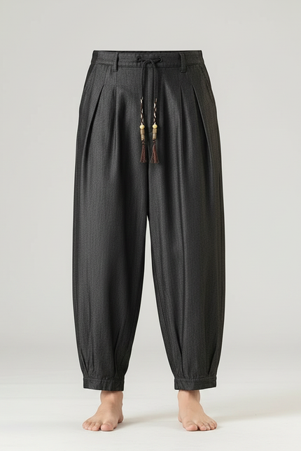 Pantalon Chinois Gris Foncé Ample Harem Décontracté - Jean - vue 3