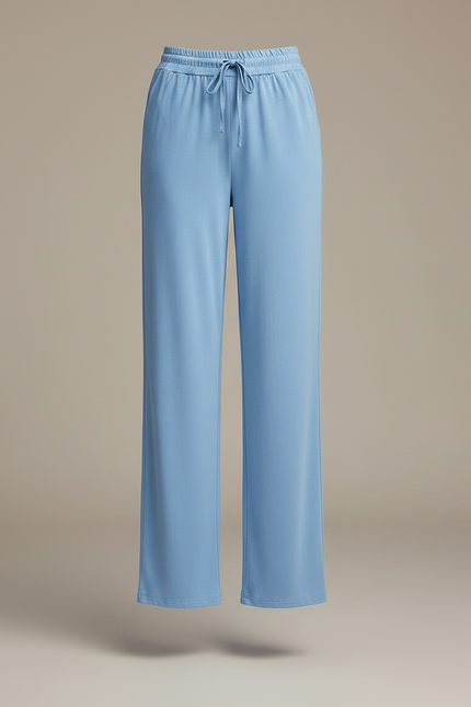 Pantalon Chinois Bleu Ciel Fluide Droit Élégant Femme - Viscose - vue 3