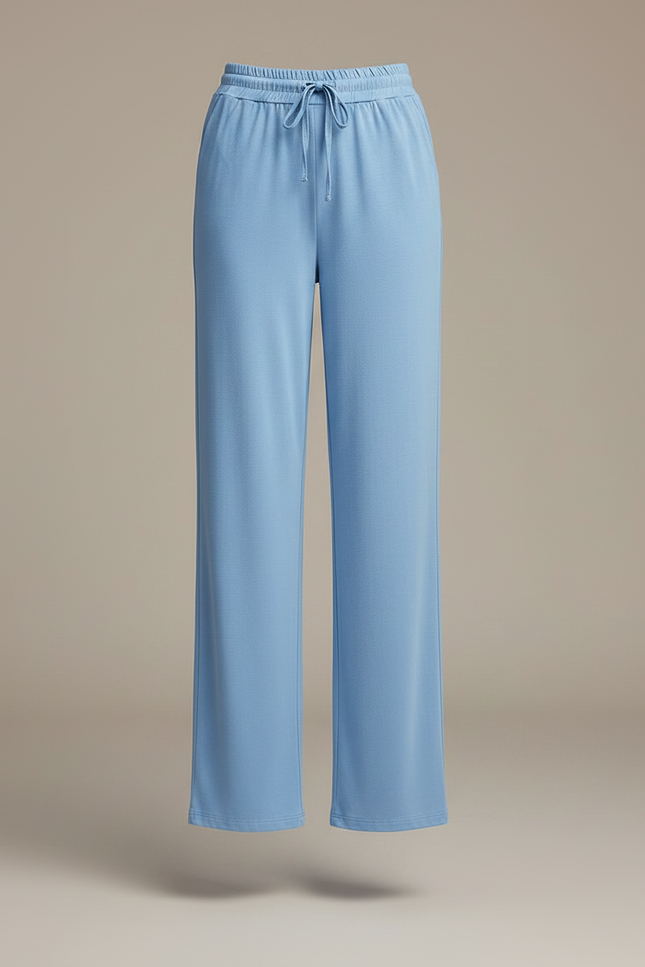 Pantalon Chinois Bleu Ciel Fluide Droit Élégant Femme - Viscose - vue 3