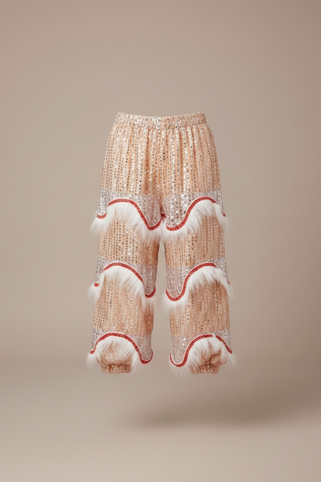 Pantalon Chinois Pailleté Franges Danse Enfant - Doré Polyester - vue 3