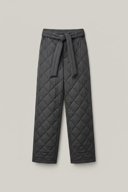 Pantalon Chinois Gris Matelassé Large Cordon Hiver Homme - Polyester - vue 3