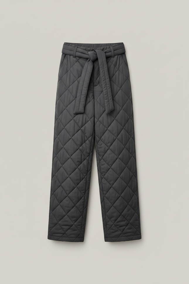 Pantalon Chinois Gris Matelassé Large Cordon Hiver Homme - Polyester - vue 3