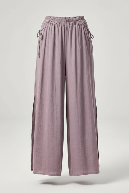 Pantalon Chinois Violet Ample Fluide Fendu Danse - Viscose - vue 3