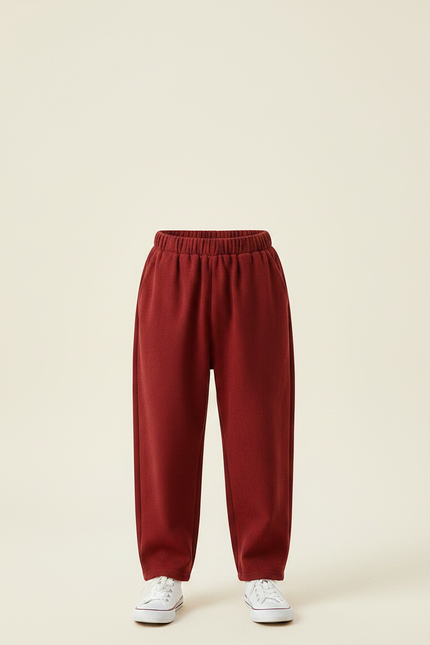 Pantalon Chinois Bordeaux Ample Molleton Enfant Décontracté - vue 3