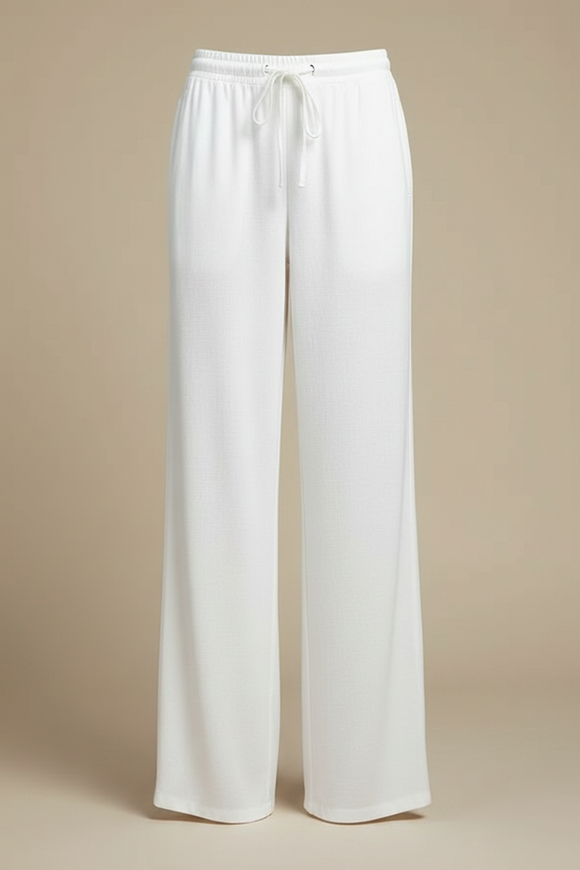 Pantalon Chinois Blanc Ample Coton Décontracté Cordon - Lin - vue 3